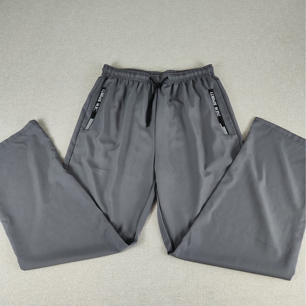 New Sporti Mens Small Track Pants 28W Gray Joggers Zip Pocket Lightweight